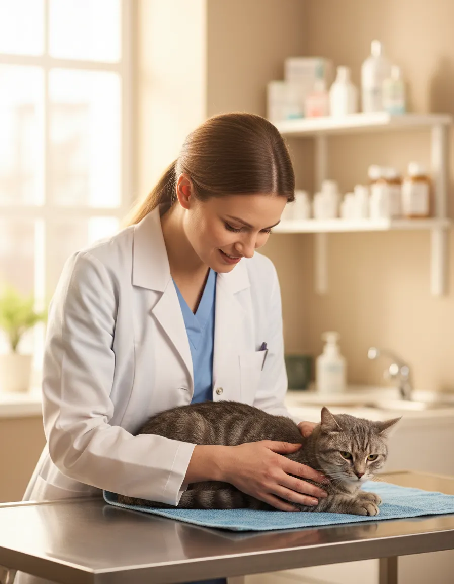 Veterinary radiation oncologist with cat at Animal Alliance Radiation Oncology Florida